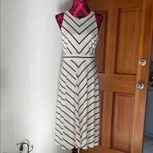 Elegant Striped White and Black Dress